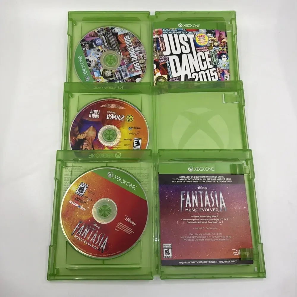 Xbox One Kinect Sensor w/ 5 Game Lot Mixed Genres Tested Microsoft Bundle